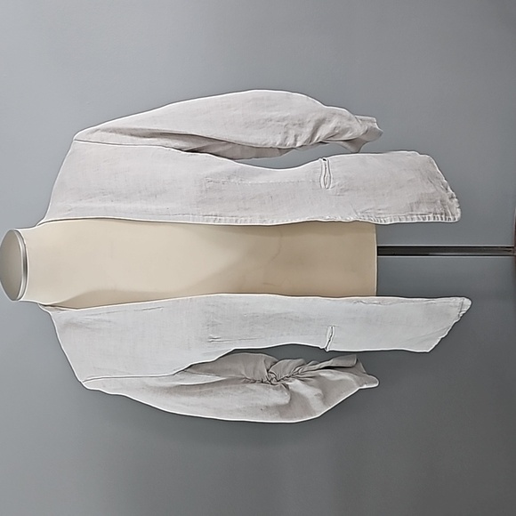 H&M Linen Blend Cream Blazer  with Ruched Sleeves - Picture 1 of 6